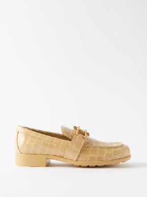 Bottega Veneta - Madame Patent Crocodile-effect Leather Loafers - Womens - Cream - 35 EU/IT
