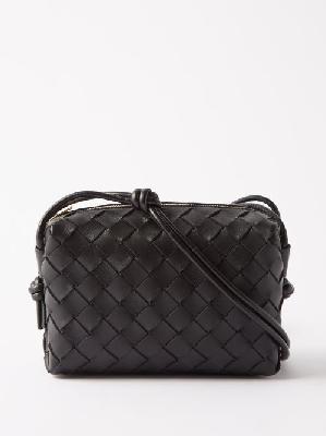 Bottega Veneta - Loop Mini Intrecciato-leather Cross-body Bag - Womens - Black - ONE SIZE