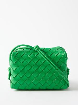 Bottega Veneta - Loop Mini Intrecciato-leather Cross-body Bag - Womens - Green - ONE SIZE