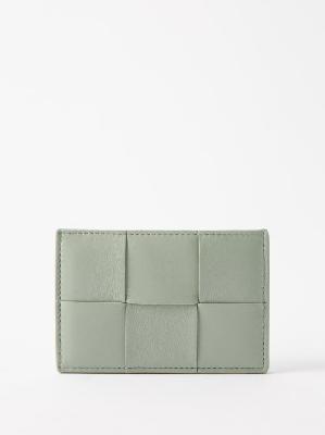 Bottega Veneta - Cassette Intrecciato-leather Cardholder - Womens - Light Green - ONE SIZE