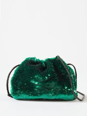 Bottega Veneta - Pouch Mini Sequinned-leather Clutch Bag - Womens - Green - ONE SIZE