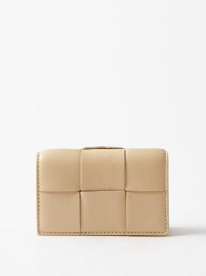 Bottega Veneta - Intrecciato Leather Bi-fold Wallet - Womens - Beige - ONE SIZE