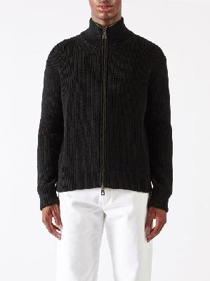 Bottega Veneta - Zip-front Ribbed Cotton-blend Jersey Cardigan - Mens - Black - M
