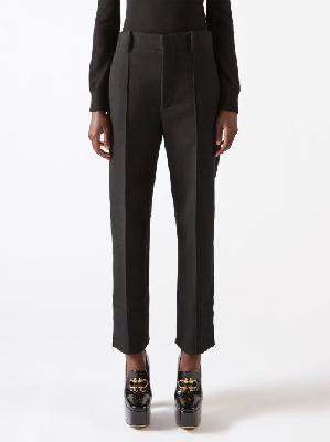 Bottega Veneta - Buttoned-cuff Pintucked Slim-leg Trousers - Womens - Black - 34 IT