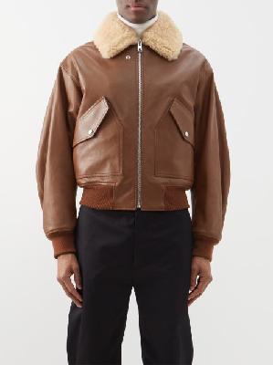 Bottega Veneta - Shearling-collar Leather Jacket - Mens - Brown - 48 EU/IT