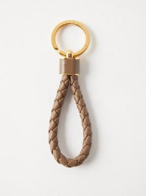 Bottega Veneta - Intrecciato-leather Key Ring - Womens - Brown - ONE SIZE