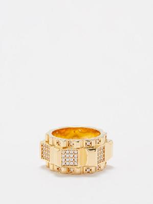 Bottega Veneta - Cubic Zirconia & 18kt Gold-plated Ring - Womens - Gold Multi - 11
