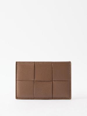 Bottega Veneta - Cassette Intrecciato-leather Cardholder - Womens - Brown - ONE SIZE