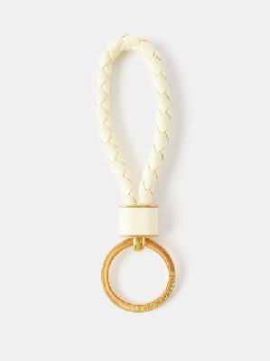 Bottega Veneta - Intrecciato-leather Key Ring - Womens - Cream - ONE SIZE