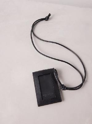 Bottega Veneta - Intrecciato Leather Neck-strap Card Holder - Mens - Black - ONE SIZE