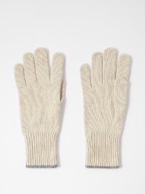 Brunello Cucinelli - Ribbed Cashmere Gloves - Mens - Beige