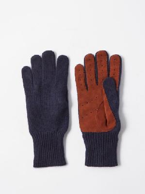 Brunello Cucinelli - Cashmere And Suede Gloves - Mens - Navy Multi