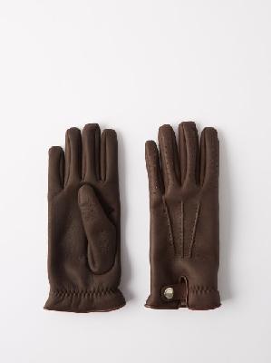 Brunello Cucinelli - Shearling-lined Leather Gloves - Mens - Brown