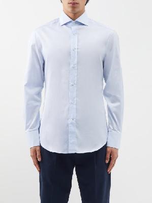 Brunello Cucinelli - Slim-fit Cotton-poplin Shirt - Mens - Light Blue - L