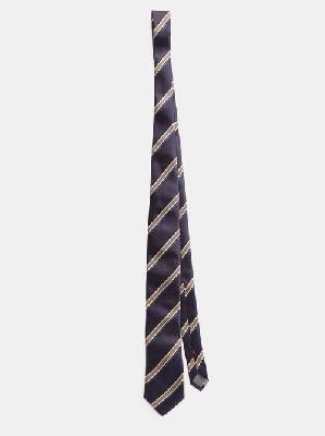 Brunello Cucinelli - Striped Silk-blend Tie - Mens - Navy - ONE SIZE