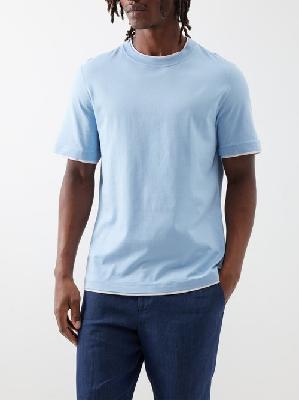 Brunello Cucinelli - Layered-effect Cotton-jersey T-shirt - Mens - Light Blue - L