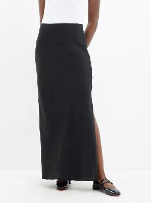 Brunello Cucinelli - Side-slit Twill Midi Skirt - Womens - Black - 42 IT