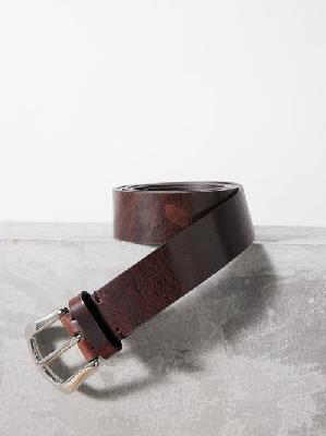 Brunello Cucinelli - Square-buckle Leather Belt - Mens - Dark Brown - 100 EU