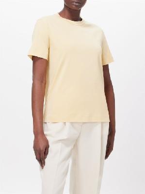 Brunello Cucinelli - Round-neck Cotton-jersey T-shirt - Womens - Pale Yellow - L