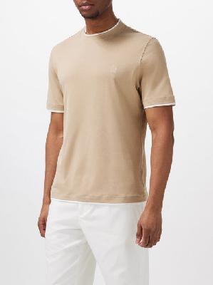 Brunello Cucinelli - Logo-embroidered Cotton-jersey T-shirt - Mens - Beige - M