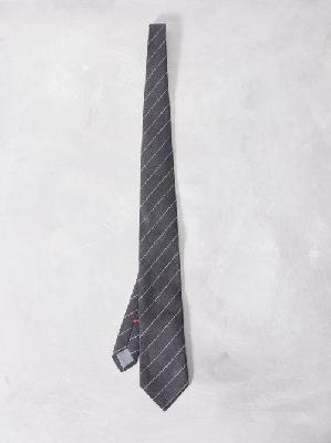Brunello Cucinelli - Striped Linen Tie - Mens - Black Stripe - ONE SIZE