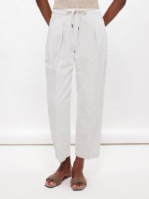 Brunello Cucinelli - Pleated Cotton-blend Gabardine Trousers - Womens - White - 38 IT