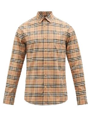 Burberry - Simpson Check Cotton-blend Poplin Shirt - Mens - Beige - M