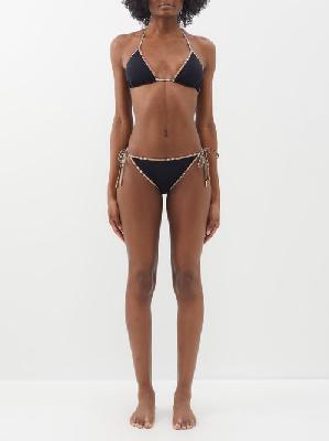 Burberry - Mata Check-border Bikini - Womens - Black Beige - M