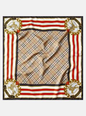 Burberry - Montage-print Silk-twill Scarf - Womens - Brown Multi - ONE SIZE