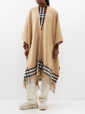 Burberry - Reversible Checked Cashmere-wool Poncho - Womens - Beige Multi - ONE SIZE