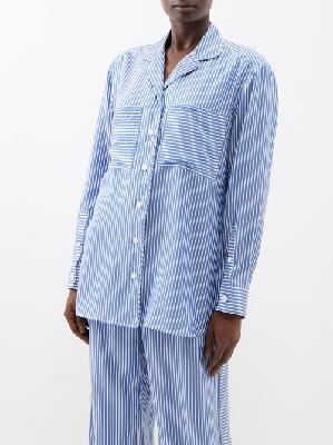 Burberry - Striped Silk Shirt - Womens - Blue White - 12 UK