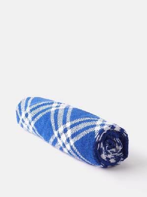 Burberry - Checked Cotton-terry Towel - Mens - Blue White - ONE SIZE