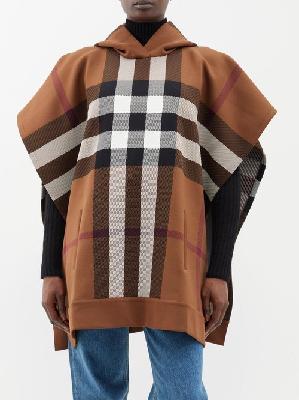 Burberry - Checked Twill Hooded Poncho - Womens - Brown Multi - ONE SIZE