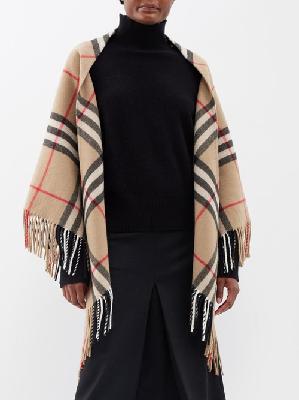 Burberry - Giant Check-print Wool Cape - Womens - Beige - ONE SIZE