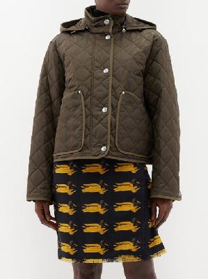 Burberry - Quilted Nylon Detachable-hood Jacket - Womens - Khaki - S