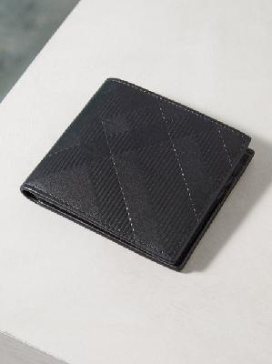 Burberry - Check-embossed Leather Bi-fold Wallet - Mens - Black - ONE SIZE
