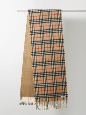 Burberry - Vintage Check Reversible Cashmere Scarf - Womens - Beige - ONE SIZE