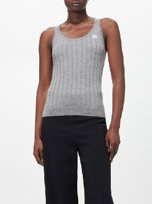 Burberry - Equestrian Knight-embroidered Cashmere Tank Top - Womens - Light Grey - XS