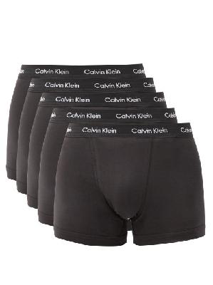 Calvin Klein Underwear - Pack Of Five Cotton-blend Boxer Briefs - Mens - Black - M