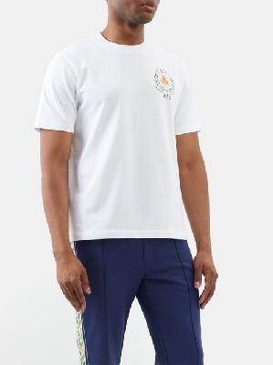 Casablanca - Casa Way-print Organic Cotton-jersey T-shirt - Mens - White Multi - L