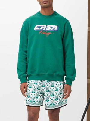 Casablanca - Casa Racing-print Organic-cotton Sweatshirt - Mens - Green - 3XL