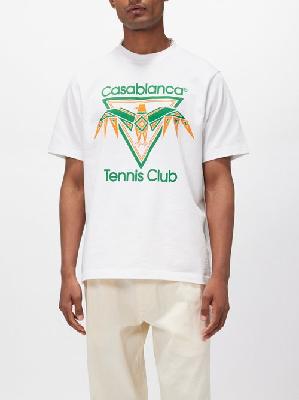 Casablanca - Eagle Tennis Club Organic-cotton T-shirt - Mens - White - L