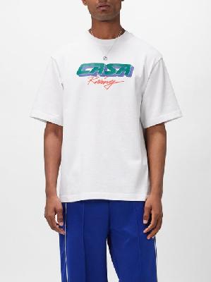 Casablanca - Casa Racing Organic Cotton-jersey T-shirt - Mens - White Multi - 3XL