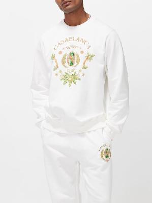 Casablanca - Tennis Club Organic Cotton-jersey Sweatshirt - Mens - White Multi - 3XL