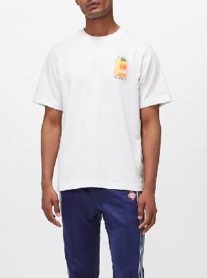 Casablanca - Logo-print Organic Cotton-jersey T-shirt - Mens - White Multi - M