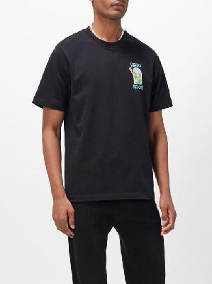 Casablanca - Casa Sport-print Organic Cotton-jersey T-shirt - Mens - Black - S