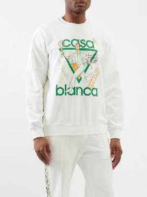 Casablanca - Le Jeu-printed Organic Cotton-jersey Sweatshirt - Mens - White Multi - 3XL