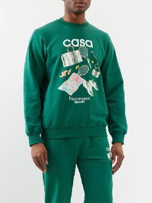 Casablanca - Equipment Sportif-print Organic-cotton Sweatshirt - Mens - Green - L