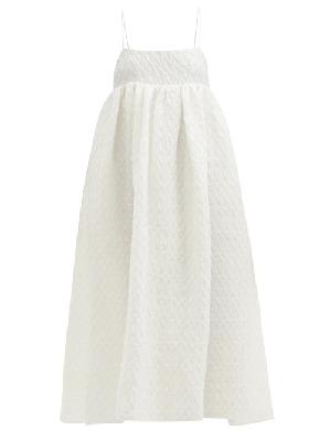 Cecilie Bahnsen - Edition Beth Square-neck Linen-blend Cloqué Dress - Womens - White - 6 UK