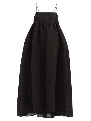 Cecilie Bahnsen - Edition Beth Square-neck Linen-blend Cloqué Dress - Womens - Black - 6 UK